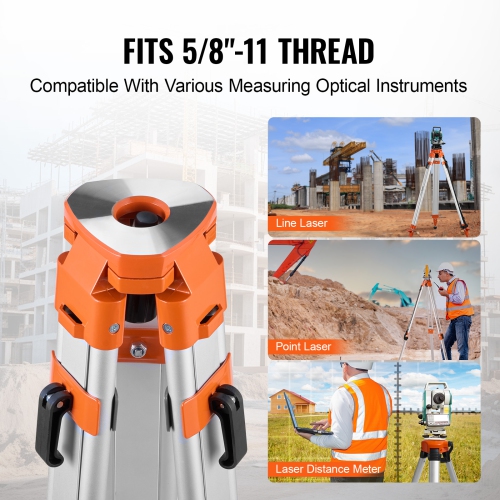 Trépied VEVOR 16.53-65.55&nbsp;po au niveau laser, support fileté 5/8"-11, trépied à hauteur réglable pour numériseur de niveau laser de