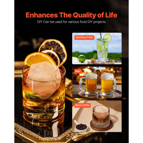 VEVOR 2.4" Ice Diamond Press, Ice Ball Maker, Aviation Aluminum Diamond Ice Ball Press Kit for Ice Diamond, Ice Press with Tong and Drip Tray, for