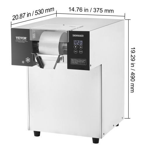 VEVOR 385LBS/24H Commercial Snowflake Ice Machine, Snowflake Ice Maker,Stainless Steel Ice Shaver Machine, Electric Snow Cone Maker,Liquid Cooling