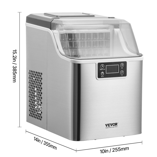 VEVOR Countertop Ice Maker, 24 Cubes Ready in 15 Mins, 45lbs in 24Hrs, Self-Cleaning Portable Ice Maker with Ice Scoop and Basket,Ice Machine with 3