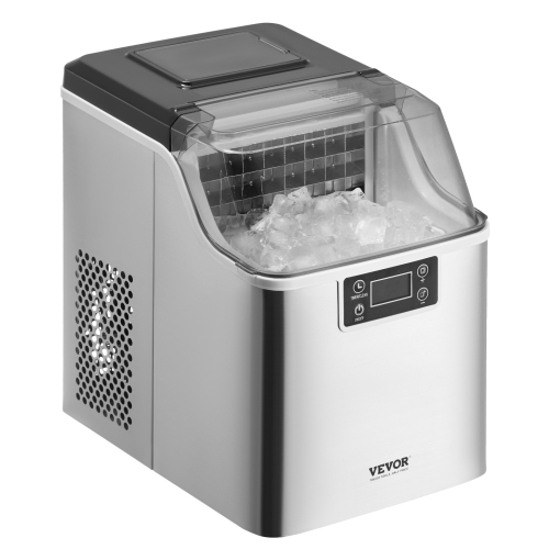 VEVOR Countertop Ice Maker, 24 Cubes Ready in 15 Mins, 45lbs in 24Hrs, Self-Cleaning Portable Ice Maker with Ice Scoop and Basket,Ice Machine with 3