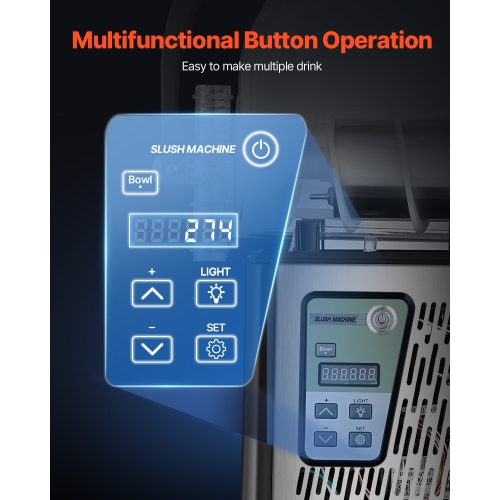 VEVOR 4L Commercial Slushy Machine, Single Tank Frozen Drink Machine, 16 Cups Stainless Steel Margarita Smoothie Frozen Drink Maker, Slushie Maker