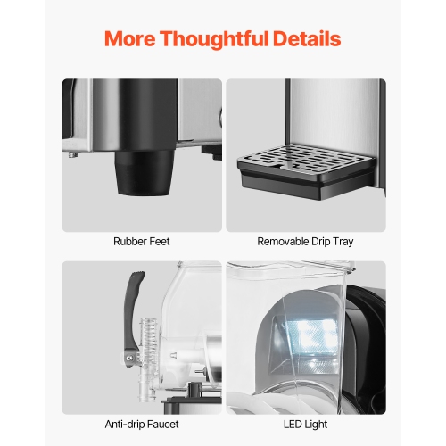 VEVOR 4L Commercial Slushy Machine, Single Tank Frozen Drink Machine, 16 Cups Stainless Steel Margarita Smoothie Frozen Drink Maker, Slushie Maker