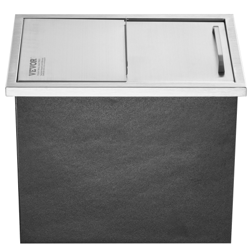 VEVOR 18"L x 12"W x 14.5"H Drop in Ice Chest, Stainless Steel Ice Cooler, Commercial Ice Bin with Sliding Cover, 40.9 qt Outdoor Kitchen Ice Bar,
