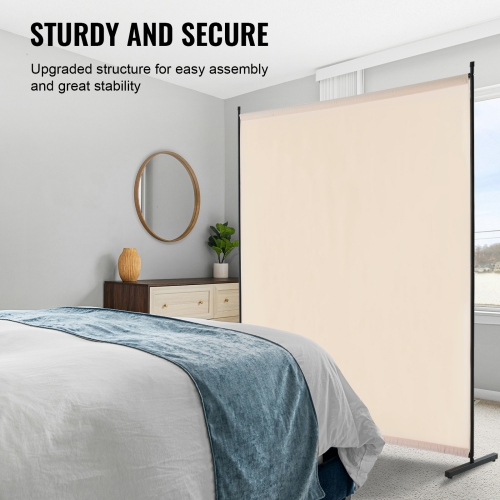 VEVOR Room Divider, Single Panel Room Divider, 6FT Privacy Screen Indoor, Partition Divider for Room Separation, Freestanding Room Divider Panel for