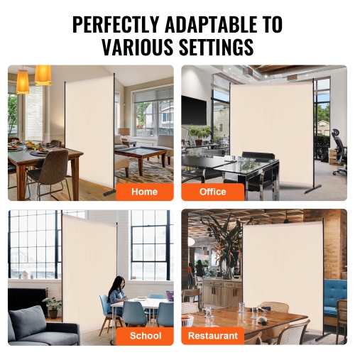 VEVOR Room Divider, Single Panel Room Divider, 6FT Privacy Screen Indoor, Partition Divider for Room Separation, Freestanding Room Divider Panel for