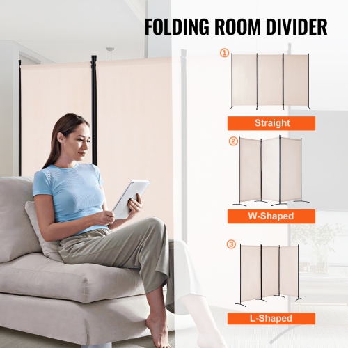 VEVOR Room Divider, 3 Panels Room Divider, Folding Privacy Screen and Portable Partition Divider for Room Separation, Freestanding Room Partitions