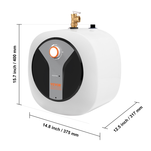 VEVOR 4-Gallon Electric Mini-Tank Water Heater, 1440W Hot Water Boiler Storage, Safety Temperature Pressure Valve Easy Install, for Kichen Bathroom