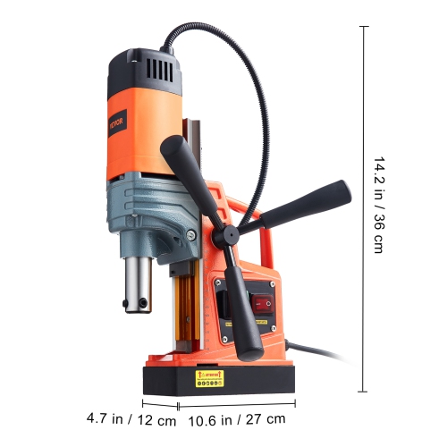 VEVOR 1300W Magnetic Drill, Motor 1.6 in Boring Diameter, 2810 lbf Portable Electric Mag Drill Press, 810 RPM No-Load Speed, Drilling Machine for
