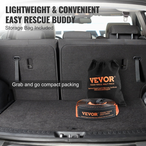 VEVOR 3" x 30' Off-Road Recovery Kit, Heavy Duty Winch Recovery Kit with 30,000 lbs Tow Strap, 44,092 lbs D-Ring Shackles, Shackle Receiver and