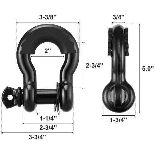 VEVOR 3" x 30' Off-Road Recovery Kit, Heavy Duty Winch Recovery Kit with 30,000 lbs Tow Strap, 44,092 lbs D-Ring Shackles, Shackle Receiver and