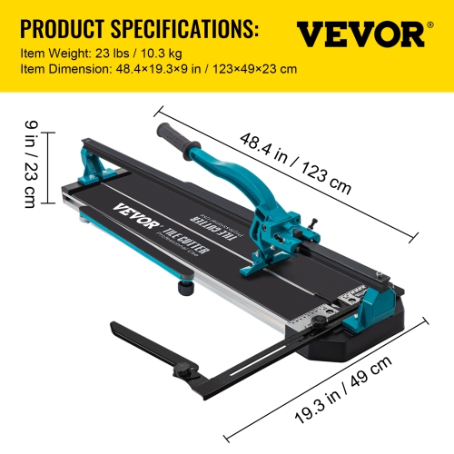 VEVOR 40 Inch Tile Cutter Single Rail Double Brackets Manual Tile Cutter 3/5 in Cap with Precise Laser Manual Tile Cutter Tools for Precision Cutting