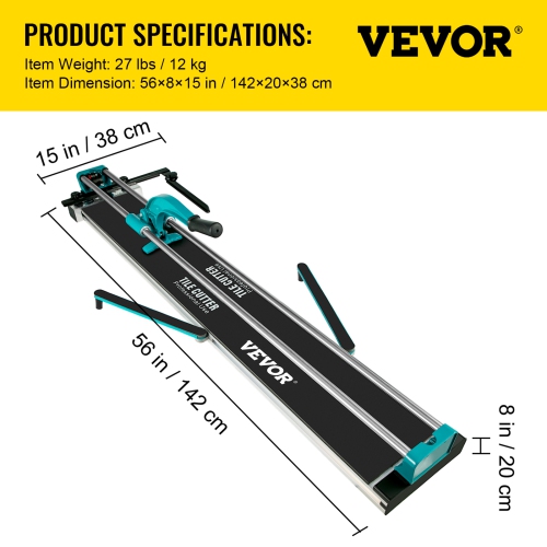 VEVOR 48"/1200mm Manual Tile Cutter Cutting Machine with Laser Guide for Ceramic