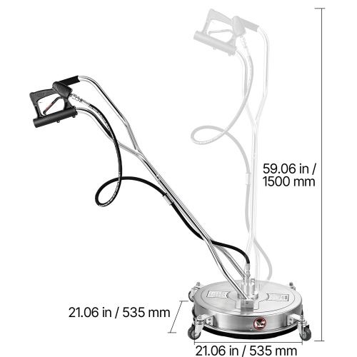 VEVOR 21" Pressure Washer Surface Cleaner, Stainless Steel Pressure Washer Attachments with 4 Wheels, 4500 Max PSI, 3/8 Quick Connector, 2 Spray