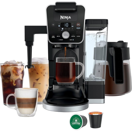NINJA  Refurbished (Excellent) - Dualbrew Coffee Maker, 14-Cup Thermal Carafe & Single-Serve, Programmable Brew System, Built-In Milk Frother, For
