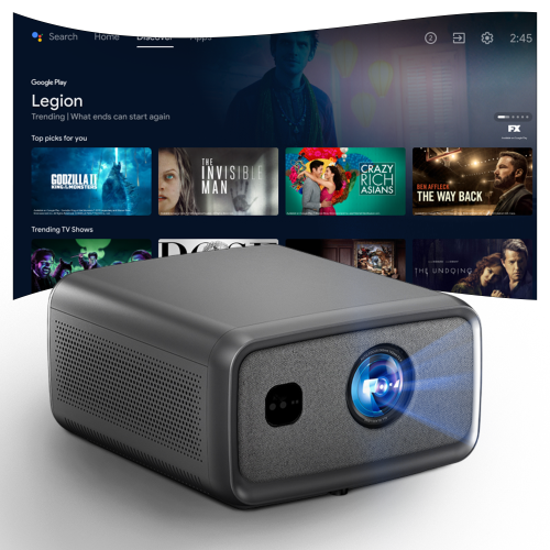 Boss Projector S8A 4K Portable, Projector w/ screen & mount, Indoor & Outdoor, WiFi & Bluetooth, Auto Focus, Google TV, 3GB RAM 128GB Storage ,