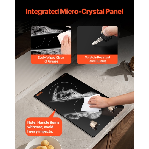 VEVOR 1800W Induction Cooktop, Electric Countertop Burner, 2 Burner Knob Control Stove, Built-in Induction Cooktop with 12 Temperature Settings,