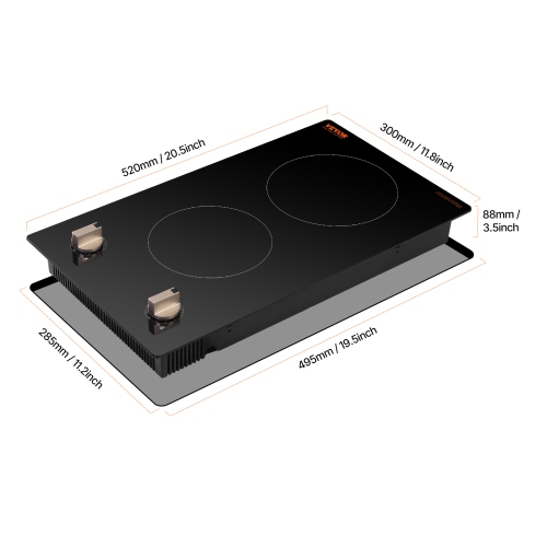 VEVOR 1800W Induction Cooktop, Electric Countertop Burner, 2 Burner Knob Control Stove, Built-in Induction Cooktop with 12 Temperature Settings,