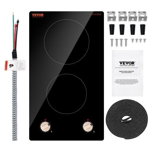 VEVOR 3500W Induction Cooktop, Electric Countertop Burner, 2 Burner Knob Control Stove, Built-in Induction Cooktop with 12 Temperature Settings,