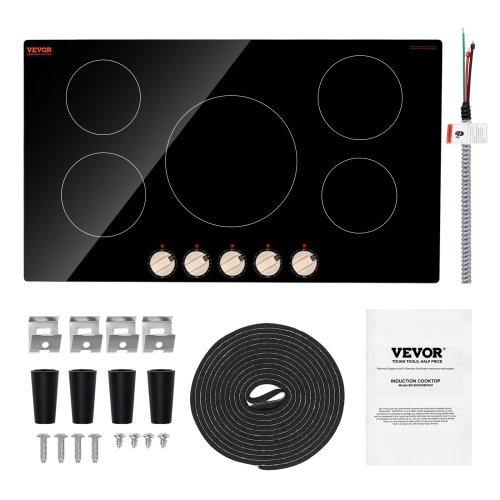 VEVOR 9200W Induction Cooktop, Electric Countertop Burner, 5 Burner Knob Control Stove, Built-in Induction Cooktop with 12 Temperature Settings,