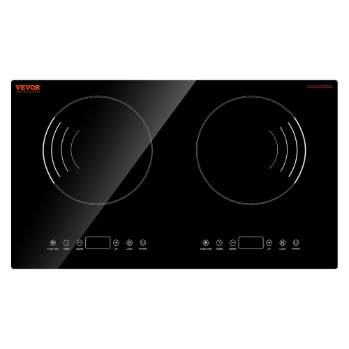VEVOR 1800W Induction Cooktop, Electric Countertop Burner, 2 Burner Touch Control Stove, Built-in Induction Cooktop with 9 Power Settings, Child