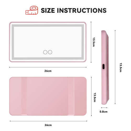 Car Makeup Mirror with LED Light, Rechargeable Sun Visor Mirror with Adjustable Dimming