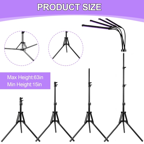 4-Head Home Tanning Lamp with 3 Modes and 5 Brightness Levels, Portable Skin Beautifying Lamp with Telescopic Stand