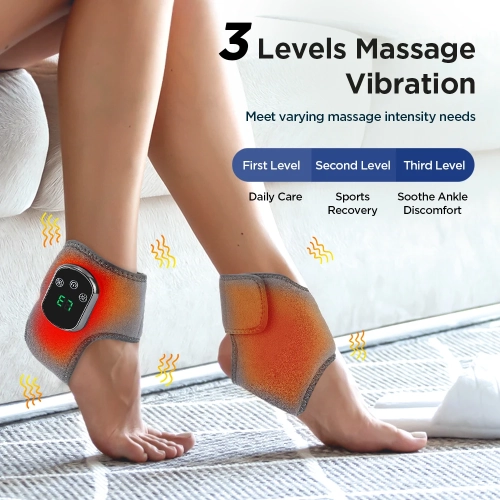 Smart Ankle Massager with Foot Heating, USB Rechargeable Hot Compress and Vibration for Muscle Relaxation and Pain Relief