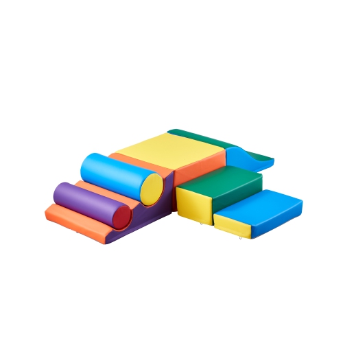 VEVOR 7-Piece Set Climbing Toys, Foam Climbing Toys for Toddlers 6 Months to 3 Years Old, PU Leather Climbing Blocks, Indoor Climb and Crawl Activity