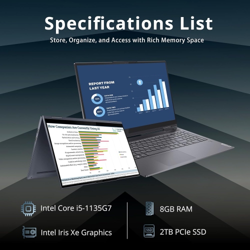 Open Box - Lenovo Yoga 7i 2-in-1 15.6" FHD Touchscreen Laptop, Intel i5-1135G7, 2TB SSD, 8GB RAM, Intel Iris Xe Graphics, Backlit Keyboard, Finger