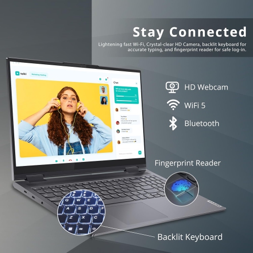 Open Box - Lenovo Yoga 7i 2-in-1 15.6" FHD Touchscreen Laptop, Intel i5-1135G7, 2TB SSD, 8GB RAM, Intel Iris Xe Graphics, Backlit Keyboard, Finger