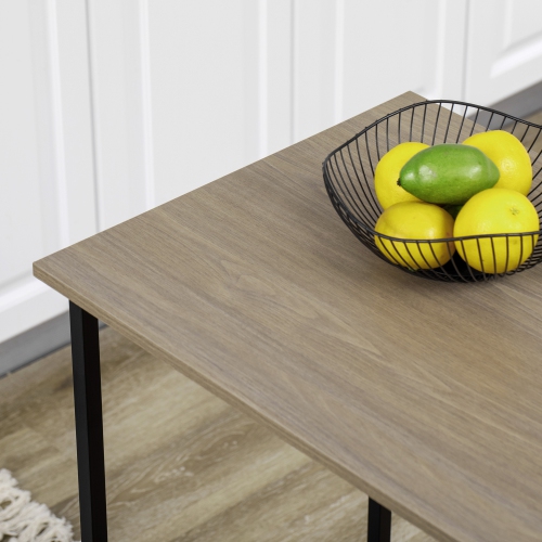 HOMCOM – Table de bar extensible avec abattant, table à hauteur de comptoir, table pliante de style pub avec tablette de rangement réglable, gris pâle