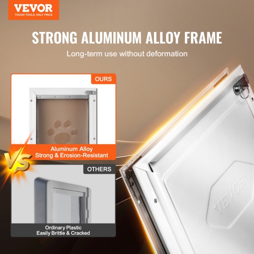 VEVOR 13.27" x 20.04" Pet Door, Aluminum&nbsp;Frame with Lock and&nbsp;Flap System, Weatherproof Door, Easy to Install, Pet Door Suitable for Cat,