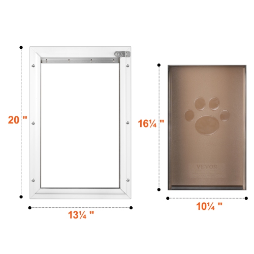 VEVOR 13.27" x 20.04" Pet Door, Aluminum&nbsp;Frame with Lock and&nbsp;Flap System, Weatherproof Door, Easy to Install, Pet Door Suitable for Cat,