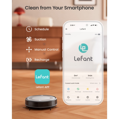 Lefant Robot Vacuum Cleaner with 4500Pa Suction, APP/Remote/Voice Control,Ideal for Pet hair, M310