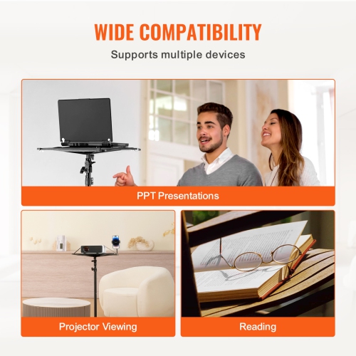 VEVOR Projector Stand, Laptop Stand Tripod Adjustable Height from 26.97 to 63 in, Portable Projector Tripod Stand with Tray & Gooseneck Phone Holder,