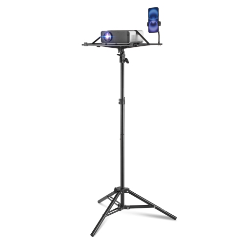 VEVOR Projector Stand, Laptop Stand Tripod Adjustable Height from 26.97 to 63 in, Portable Projector Tripod Stand with Tray & Gooseneck Phone Holder,