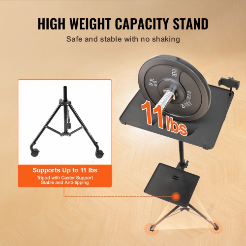 VEVOR Projector Stand with Wheels, Laptop Stand Tripod Adjustable Height from 31.3 to 67.3", Projector Tripod Stand with 2 Trays & Gooseneck Phone