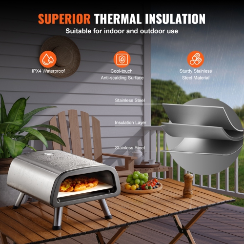 VEVOR 12" Electric Pizza Oven Countertop, Stainless Steel Pizza Maker Machine with Pizza Stone and Spatula,Heats up to 850°F, Multipurpose Indoor &