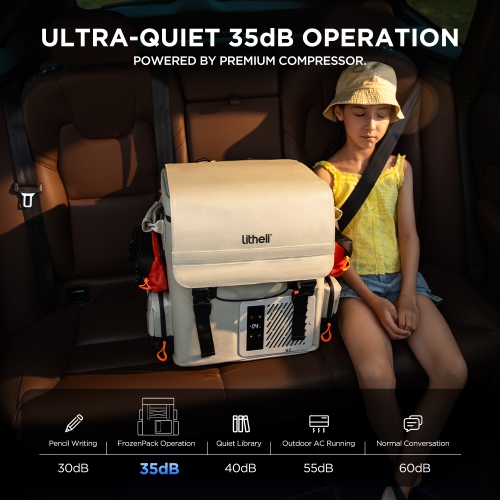Litheli 12V Car Refrigerator, 21QT/20L Portable Freezer, -4-68℉, Battery Powered Cooler, DC 12/24V AC 110/240V, 55W Electric Cooler for camping, Road