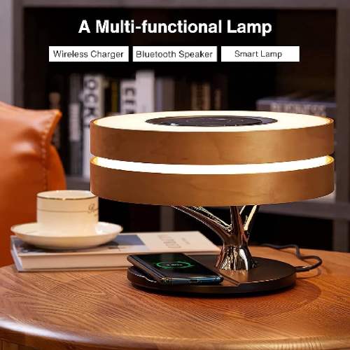 Bedside lamp with Bluetooth speaker and wireless charger, sleep mode, Bluetooth speaker desk lamp, stepless dimming, wireless charger desk lamp
