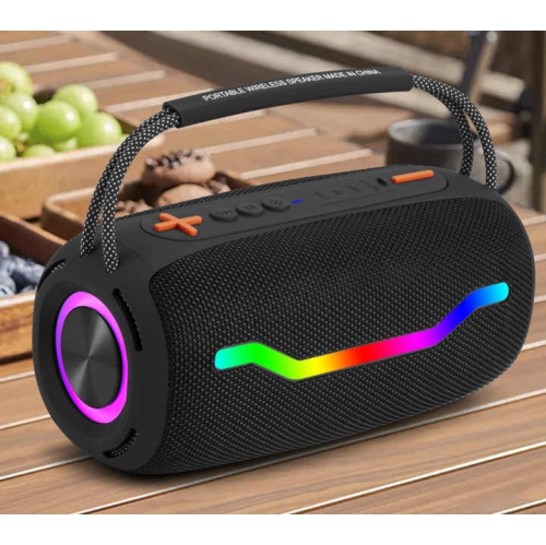 Black outdoor waterproof Bluetooth speaker | portable subwoofer | wireless party speaker | home desktop atmosphere light