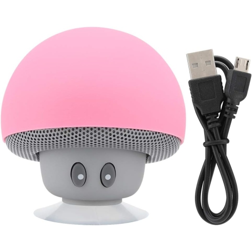 Portable Bluetooth Speaker with Built-in Microphone, Mini Cute Mushroom Speaker Subwoofer, Rechargeable Travel Speaker with Suction Cup for Mobile