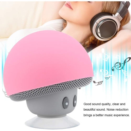 Portable Bluetooth Speaker with Built-in Microphone, Mini Cute Mushroom Speaker Subwoofer, Rechargeable Travel Speaker with Suction Cup for Mobile