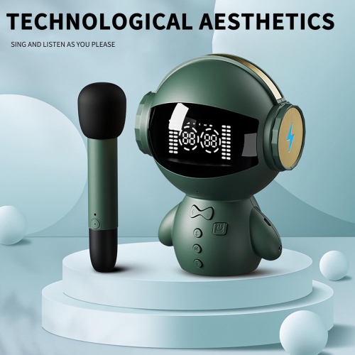 Magic Green Bluetooth Smart Speaker Karaoke K Song Smart Speaker Sound Card Live AI Bluetooth Speaker Dedicated Wireless Microphone Microphone Robot