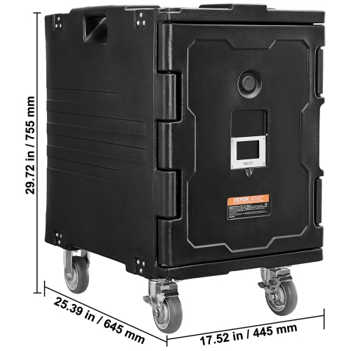 VEVOR 95 Qt Insulated Food Pan Carrier, Hot Box for Catering, Food Box Carrier with Buckle, Front Loading Food Warmer with Handles, End Loader with
