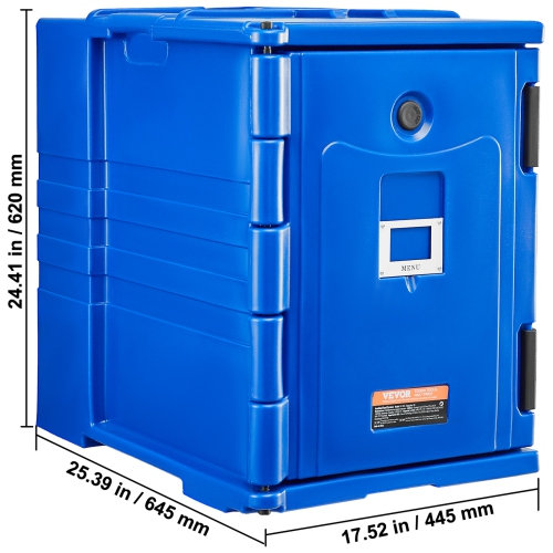 VEVOR 95 Qt Insulated Food Pan Carrier, Food Box Carrier with Double Buckles, Front Loading Food Warmer with Handles, Stackable End Loader for