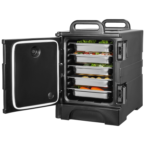 VEVOR 81 Qt Insulated Food Pan Carrier, Food Box Carrier with Double Buckles, Front Loading Food Warmer with Handles, Stackable End Loader for