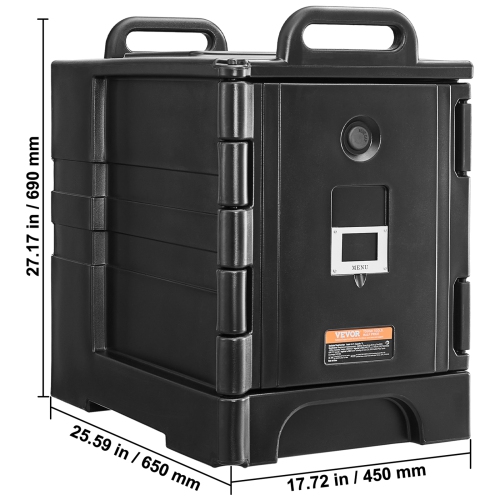 VEVOR 81 Qt Insulated Food Pan Carrier, Food Box Carrier with Double Buckles, Front Loading Food Warmer with Handles, Stackable End Loader for