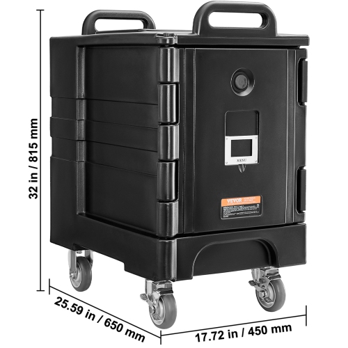 VEVOR 81 Qt Insulated Food Pan Carrier, Food Box Carrier with Double Buckles, Front Loading Food Warmer with Handles, Stackable End Loader with